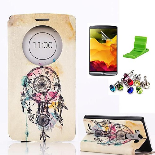 Dream Catcher Pattern PU Leather Case with Screen Protector,Stand and Dust Plug for LG G3