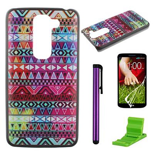 Tribal Symbols Pattern PC Hard Case with Screen Protector,Stylus and Stand for LG G2/D802