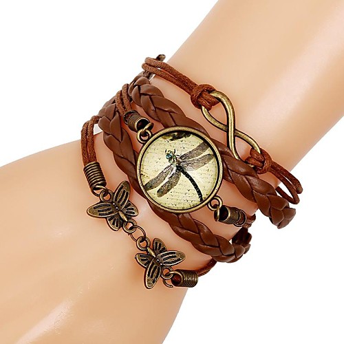 Multilayer Braided Bracelet Bangles Vintage Infinity Dragonfly Charms Wristband Cuff Leather Women Men Wrap Bracelet