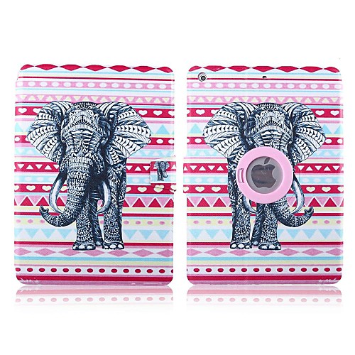 Folk Style and Elephant Pattern 360 Degree Rotation PU Leather Full Body Case with Stand for iPad 2/3/4