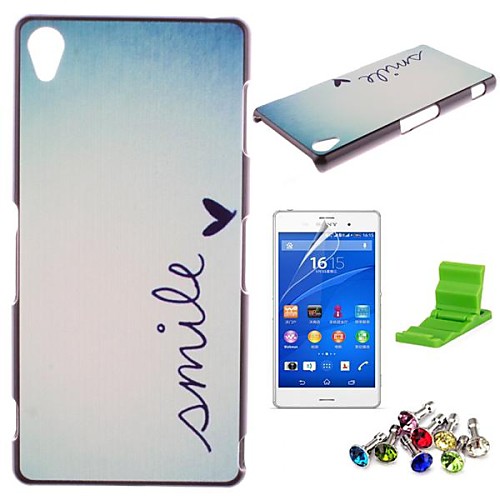 Smile Butterfly Pattern PC Hard Case with Screen Protector,Dust Plug and Stand for Sony Z3 L55T