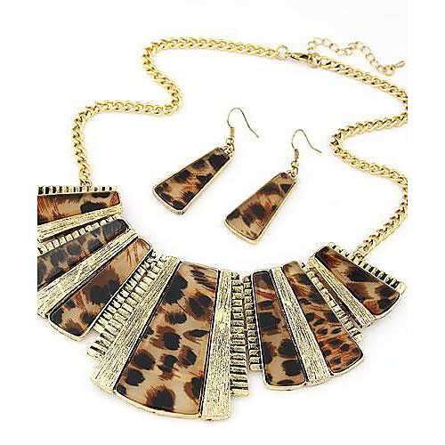 европейский стиль моды металлические леопарда простая геометрическая темперамент короткий ожерелье серьги