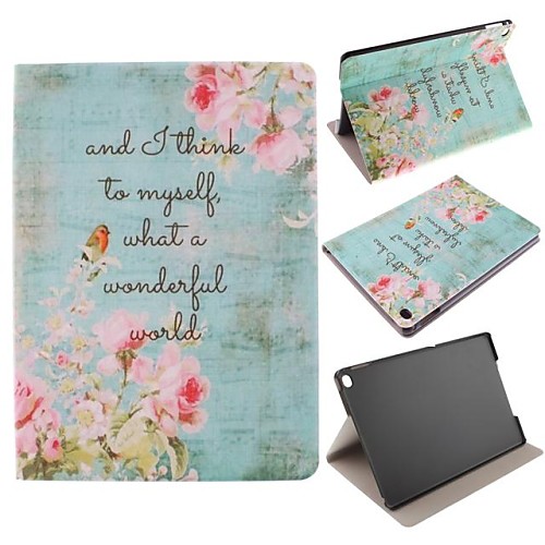 Peony and Quotes Pattern PU Leather Full Body Case for iPad Air 2