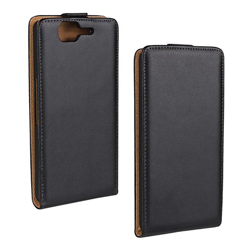 Flip-Open Solid Color Pattern Genuine Leather Full Body Case for Wiko Highway