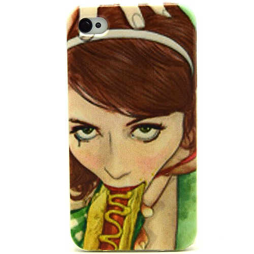 Hot Dog Girl Pattern TPU Soft Case for iPhone 4/4S