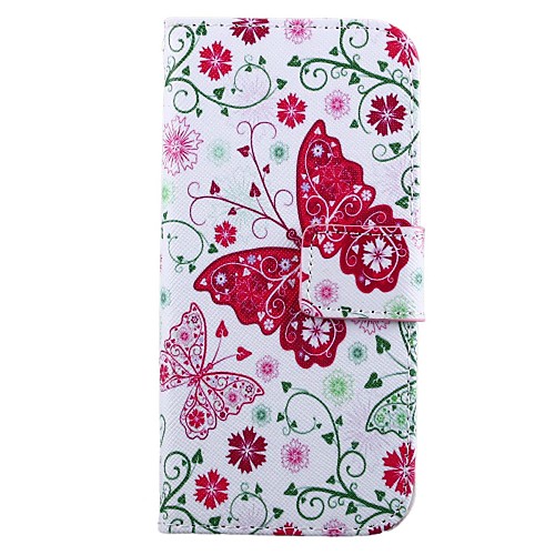 Pink Butterfly PU Leather Full Body Cover with Stand and Card Slot for HTC One M8 Mini