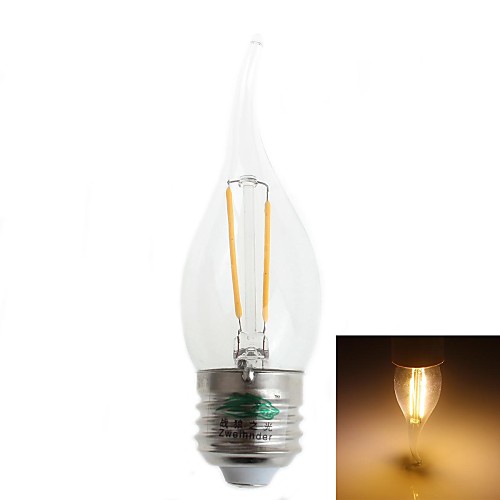 Zweihnder E27 2W 180LM 3000-3500K LED Tungsten Filament Core Warm Light Candle Light (AC 220-240V)