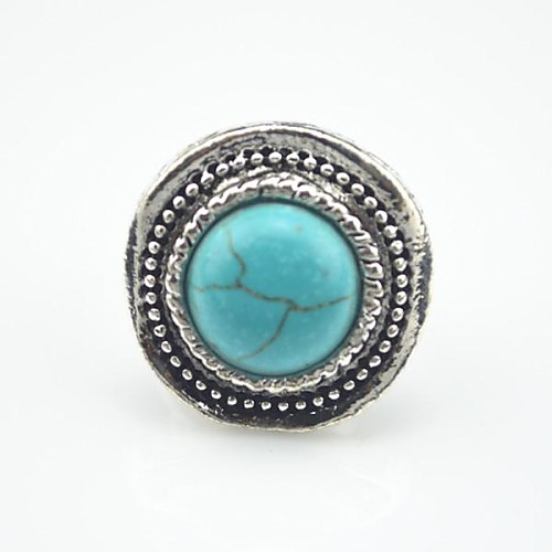 Toonykelly Vintage Antique Silver Natural Round Turquoise Stone Adjustable Ring Free Size(1pcs)