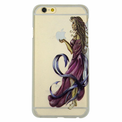 Cartoon Series of Beauty Hold The Apple Pattern PC Hard Transparent Back Cover Case for iPhone 6