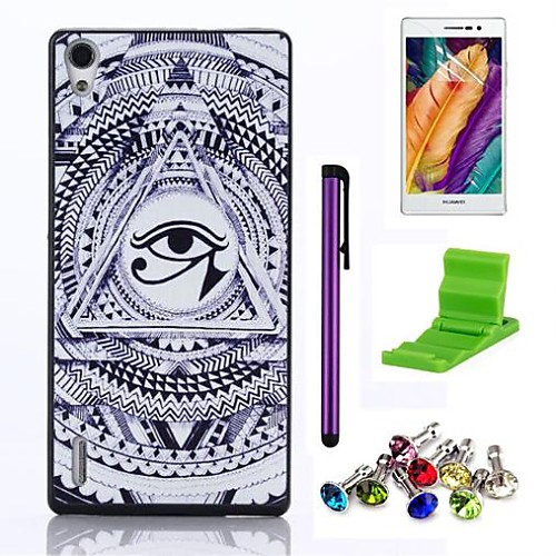 Eye Pattern PC Hard Case with Screen Protector,Stylus, Anti-dust Plug and Stand for Huawei P7