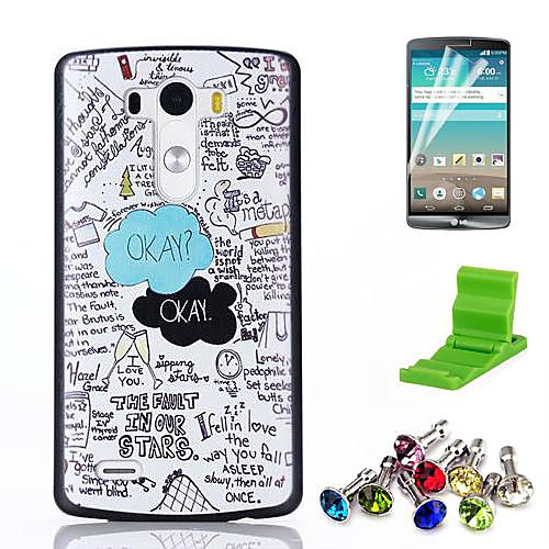 Okay Okay Pattern PC Hard Case with Screen Protector,Anti-dust Plug and Stand for LG G3