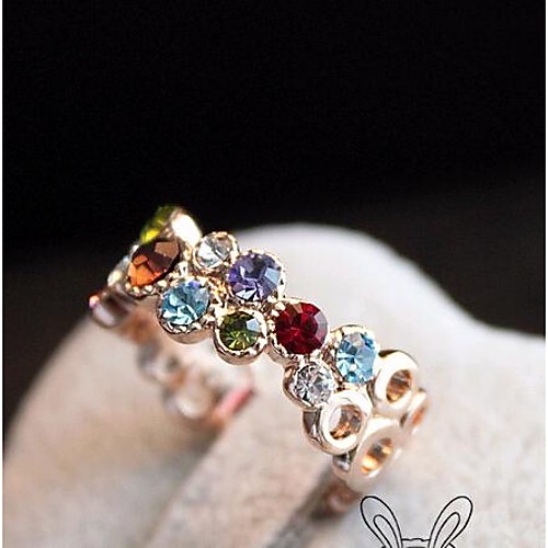 European Colored Diamond  Alloy Rings(Multicolor)(1PC)