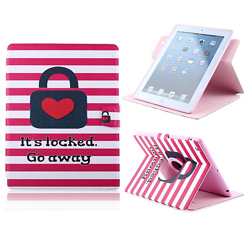 Love Lock Design PU Full Body Case with Stand for iPad Air