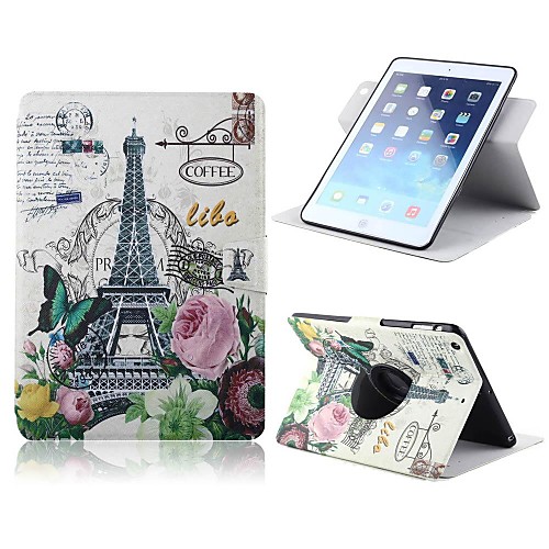 Flowers Butterflies and Eiffel Cramp Iron Design PU Full Body Case with Stand for iPad 2/3/4