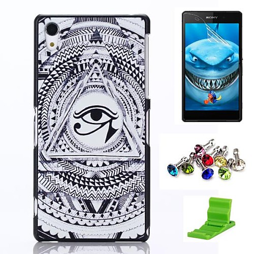 Eye Pattern PC Hard Case with Screen Protector,Anti-dust Plug and Stand for Sony Xpeira Z2 L50w