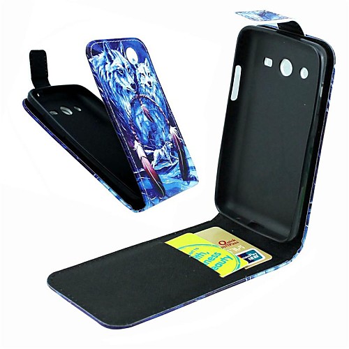 Flip-Open Wolf in Dream Catcher Pattern PU Leather Full Body Cover with Card Slot Case for Samsung Galaxy Core 2 G3556D