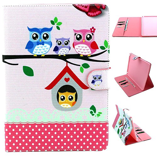 The Cat Family Pattern PU Leather Full Body Case with Stand for iPad Air 2