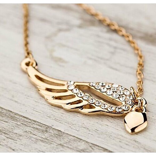 Love Is Your Diamond Hollow Out Angel Wings Pendant Necklaces