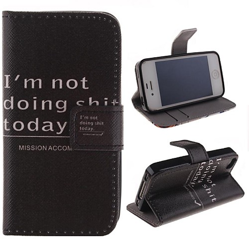 English Letters Pattern PU Leather Full Body Cover with Stand and Money Holder for iPhone 4/4S