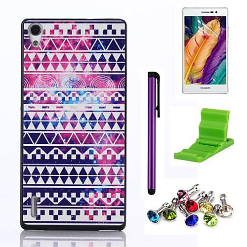 The Star Symbol Pattern PC Hard Case with Screen Protector,Stylus, Anti-dust Plug and Stand for Huawei P7