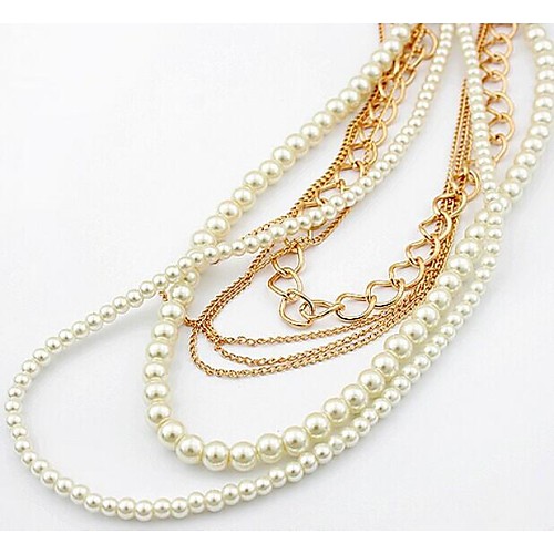 Love Is Your Sweater Chain Multilayer Pearl Strands Necklaces