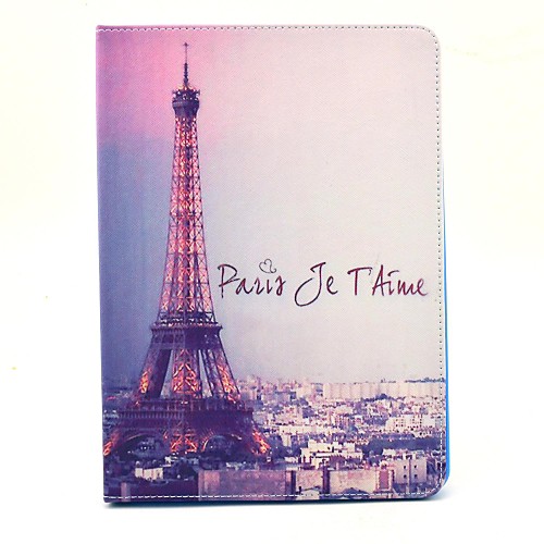 Famous Eiffel Tower Pattern PU Leather Full Body Case with Stand for iPad Air 2