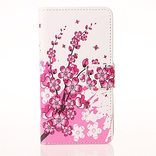 Peach Blossom Pattern PU Leather Case with Stand and Card Slot for Huawei Ascend Y550