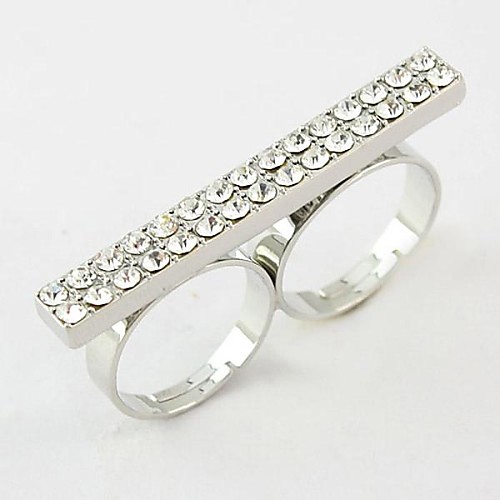 Fashion Rhinestone Double Ring Random Color