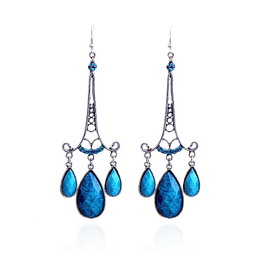 Lureme Vintage Style Drill Gem Droplight Alloy Drop Earrings