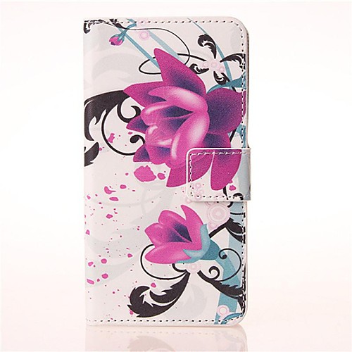 Purple Flower Pattern PU Leather Case with Stand and Card Slot for Huawei Ascend Y550