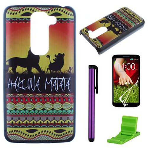 Hakuna Matata on Sunset Lion King Pattern PC Hard Case with Screen Protector,Stylus and Stand for LG G2 mini