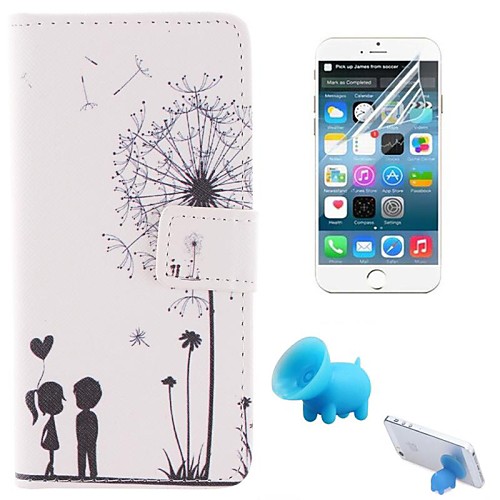 Couples Dandelion Pattern PU Leather Full Body Cover with Pig Stents and Protective Film for iPhone 6