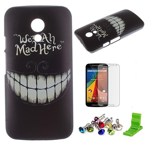 Cartoon Crazy Teeth Pattern PC Hard Case with Screen Protector,Dust Plug and Stand for Motorola Moto G2/XT1063