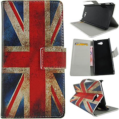 Wallet Style British retro flag PU Leather Full Body Cover with Stand and Card Slot for Sony Xperia M2/S50H