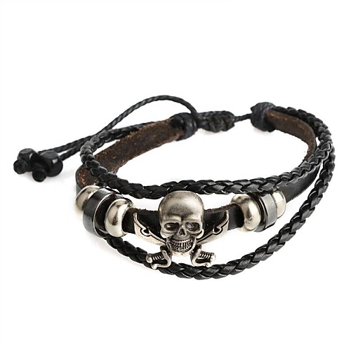 Fashion  Hot New Punk Men Genuine Leather and PU Pirate Bracelet