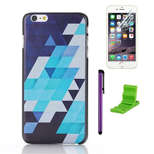 Diamond Lattice Pattern Plastic Hard Case with Screen Protector,Stylus and Stand for iPhone 6