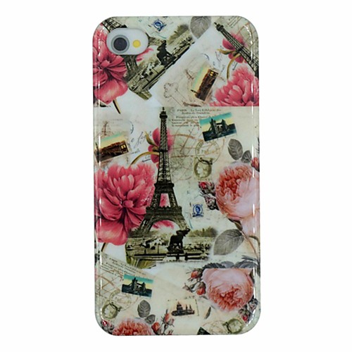 Tower Flower Pattern PC Hard Back Cover Case for iPhone 4/4S