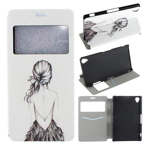 Figure Girl Pattern PU Leather Flip-open Full Body Case with Stand for Sony Z3