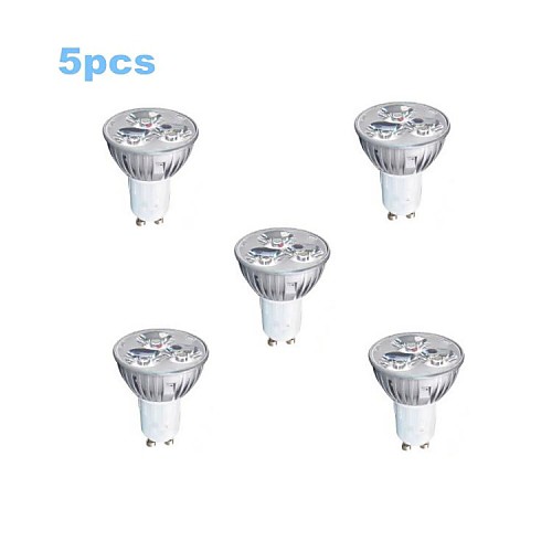 5pcs GU10 3W 200-250LM 6000-6500K Cool White Color Light LED Spot Bulb(85-265V)