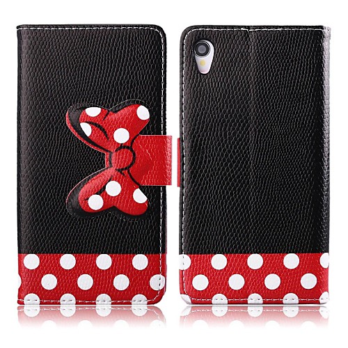 Red Bowknot PU Leather Full Body Cover with Stand for Sony Xperia Z1 L39H