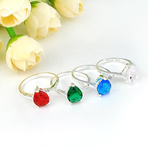 Newest Drop Blue Toaz Pink Topaz Red Quartz Green Quartz Gemstone Silver Ring 1PC