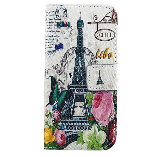 Flower Tower PU Leather Full Body Cover with Stand and Card Slot for HTC One M8 Mini