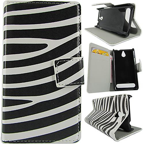 Wallet Style Zebra PU Leather Full Body Cover with Stand and Card Slot for Sony Xperia E1