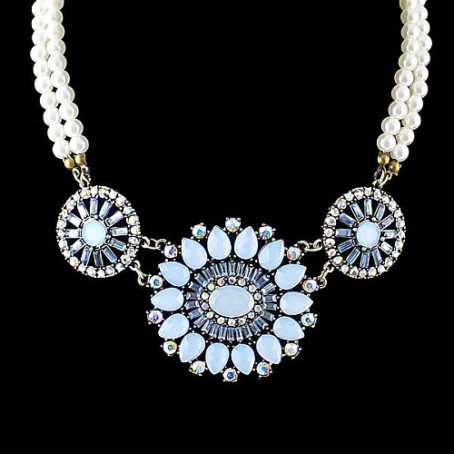 Новый модный ожерелье 2014 подделка жемчуга с драгоценными камнями колесо колье ожерелье