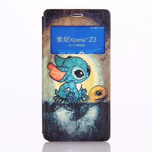 Anime Pattern PU Leather Flip-open Full Body Case with Stand for Sony Z3