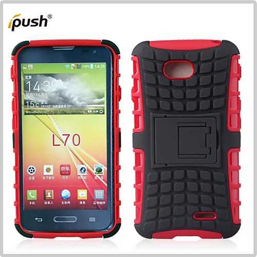 Hybrid TPUPC Kick Stand Phone Case Covers Shell Cover for LG L70 (Assorted Colors)