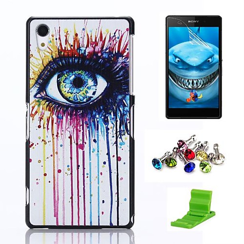 Graffiti Eye Pattern PC Hard Case with Screen Protector,Anti-dust Plug and Stand for Sony Xpeira Z2 L50w