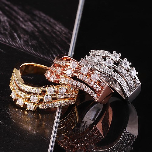 Fashion Gold Plated Women (Zircon Inlaid) Statement Rings (1 Pc)