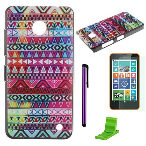 Tribal Symbols Pattern PC Hard Case with Screen Protector,Stylus and Stand for Nokia Lumia 630/635