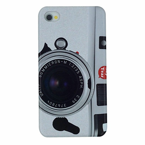 White Camera Pattern PC Hard Back Cover Case for iPhone 4/4S